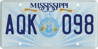 MS license plate AQK098