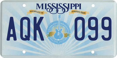 MS license plate AQK099