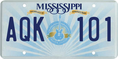 MS license plate AQK101