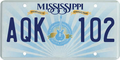 MS license plate AQK102