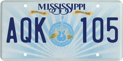 MS license plate AQK105