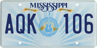 MS license plate AQK106