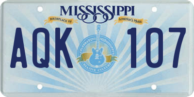 MS license plate AQK107