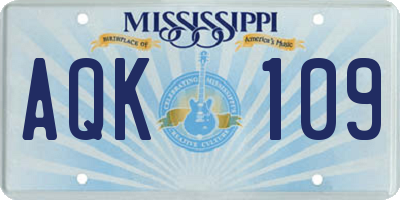 MS license plate AQK109