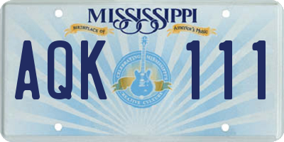 MS license plate AQK111