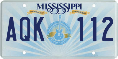 MS license plate AQK112