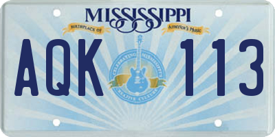 MS license plate AQK113