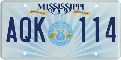 MS license plate AQK114