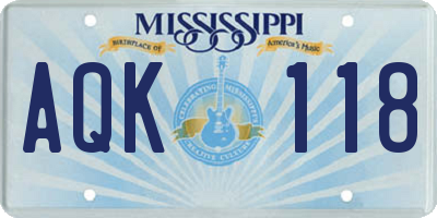 MS license plate AQK118