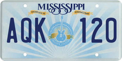 MS license plate AQK120