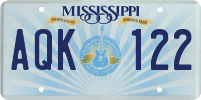 MS license plate AQK122