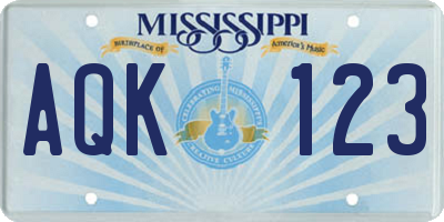 MS license plate AQK123