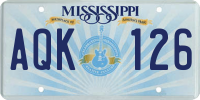 MS license plate AQK126
