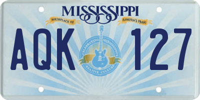 MS license plate AQK127