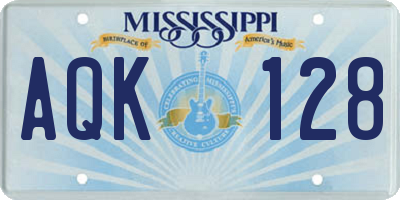 MS license plate AQK128
