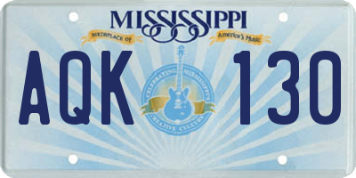 MS license plate AQK130