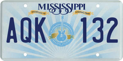 MS license plate AQK132