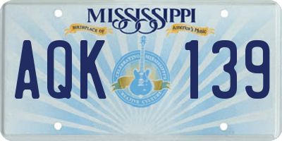 MS license plate AQK139