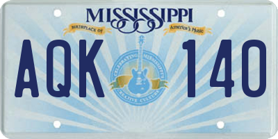 MS license plate AQK140