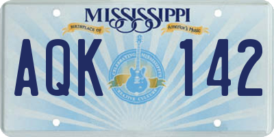 MS license plate AQK142