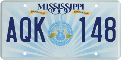 MS license plate AQK148