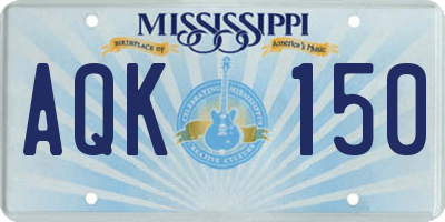 MS license plate AQK150
