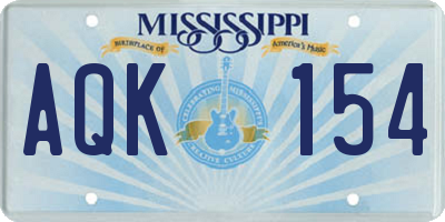 MS license plate AQK154