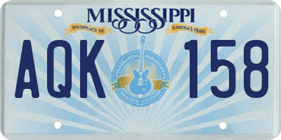 MS license plate AQK158