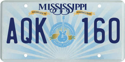 MS license plate AQK160