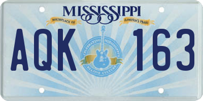 MS license plate AQK163