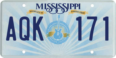 MS license plate AQK171