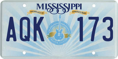 MS license plate AQK173