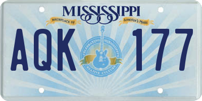 MS license plate AQK177