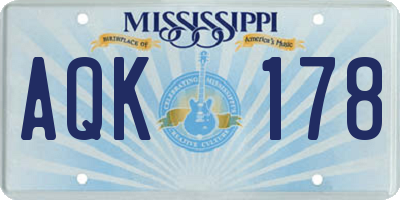 MS license plate AQK178