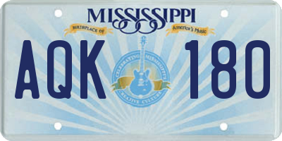 MS license plate AQK180