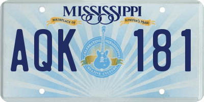 MS license plate AQK181