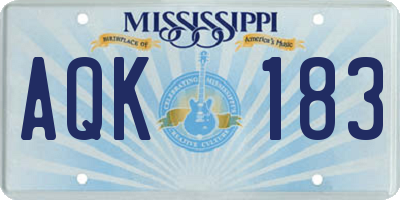MS license plate AQK183