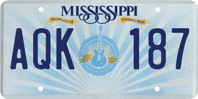 MS license plate AQK187