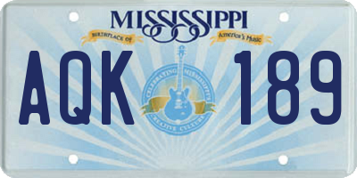 MS license plate AQK189