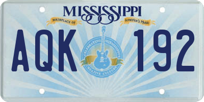 MS license plate AQK192