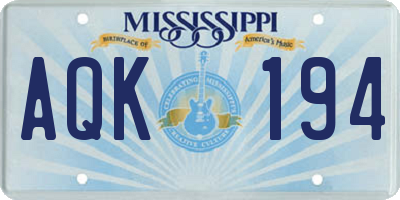 MS license plate AQK194