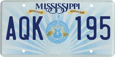 MS license plate AQK195
