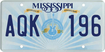 MS license plate AQK196
