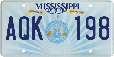 MS license plate AQK198
