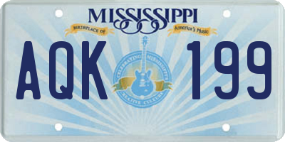 MS license plate AQK199