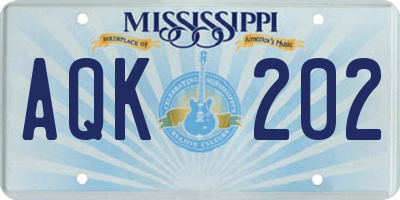MS license plate AQK202
