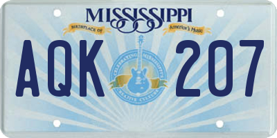 MS license plate AQK207