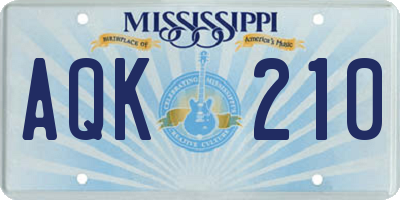 MS license plate AQK210