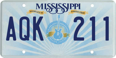 MS license plate AQK211