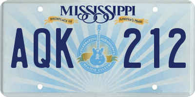 MS license plate AQK212